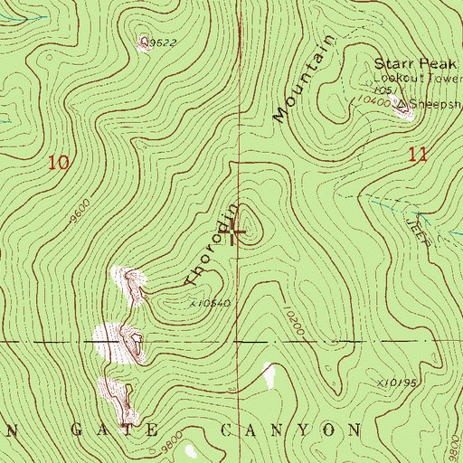 Topographic Map of Thorodin Mountain, CO