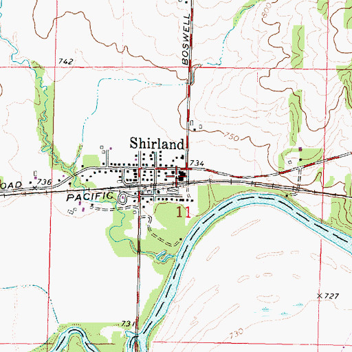 Topographic Map of Shirland Community Consolidated School, IL