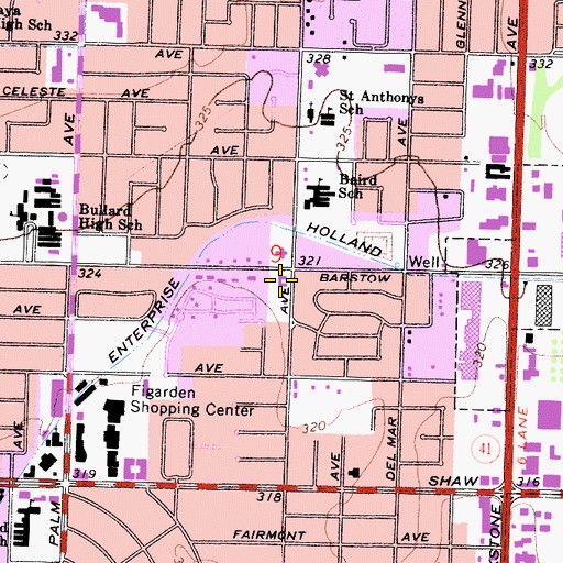 Topographic Map of Calvary Church of the Nazarene, CA