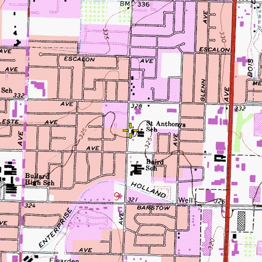 Topographic Map of Saint Anthony of Padua Roman Catholic Church, CA