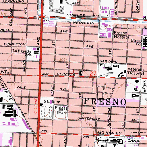 Topographic Map of Saint Pauls United Methodist Church, CA