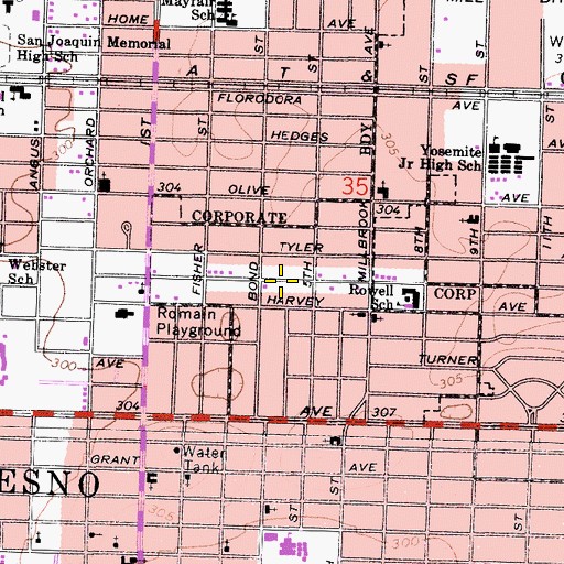 Topographic Map of Bethel Temple Church of God in Christ, CA