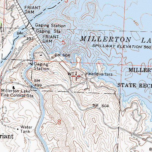 Topographic Map of Millerton Courthouse Museum, CA