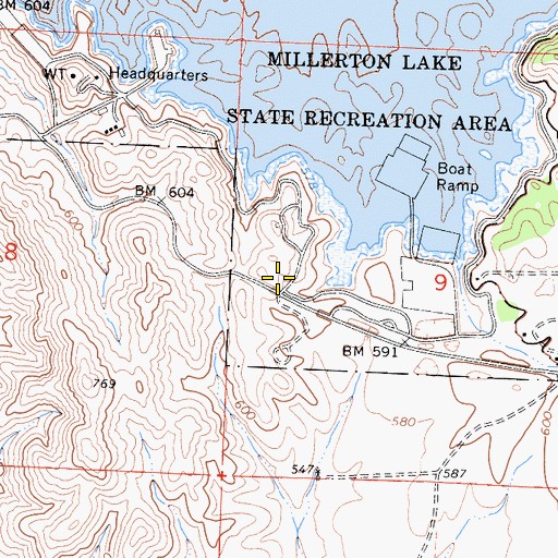 Topographic Map of Millerton Lake State Recreation Area Headquarters, CA