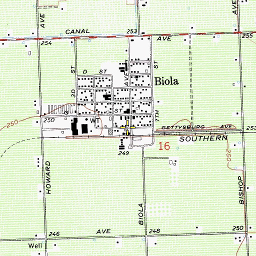 Topographic Map of Biola Community Services Building, CA