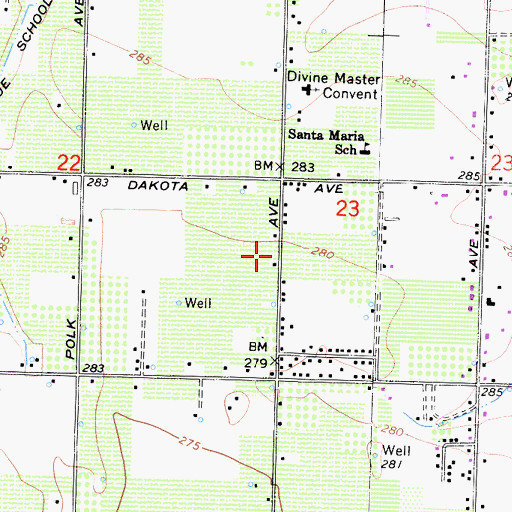 Topographic Map of Westwood Baptist Church, CA