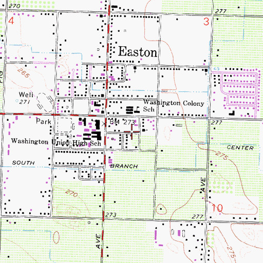 Topographic Map of Easton Assembly of God Church, CA