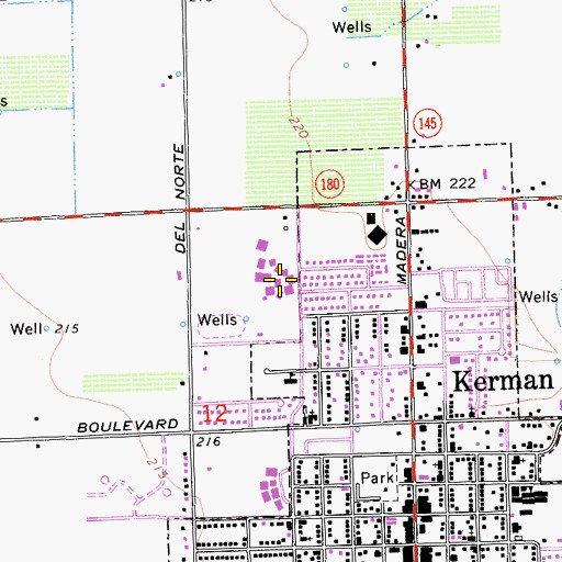 Topographic Map of Kerman High School, CA