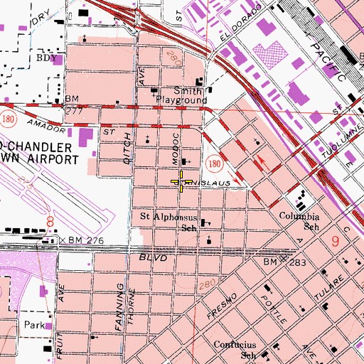 Topographic Map of All Nations House of Prayer Church of God in Christ, CA
