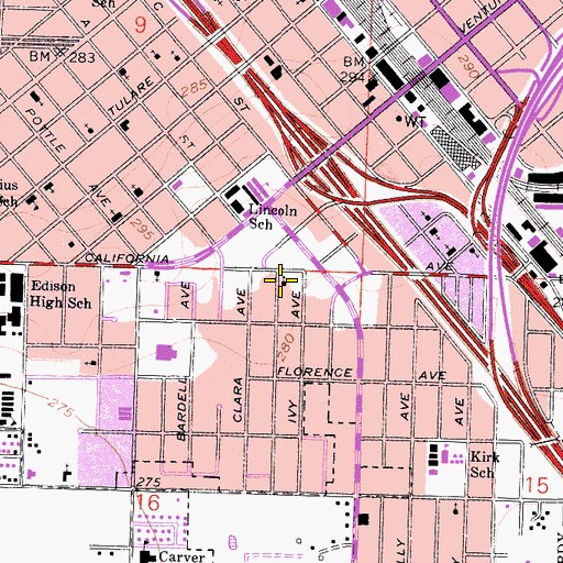 Topographic Map of Bethel Church of Christ Holiness, CA