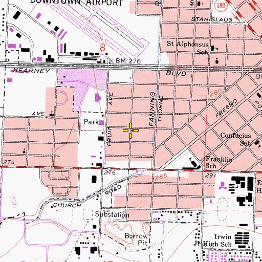 Topographic Map of Emmanuel Church of the Nazarene, CA