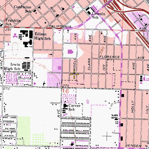 Topographic Map of Faith Evangel Center Church of God in Christ, CA