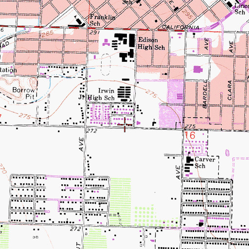 Topographic Map of Hinton Community Center, CA