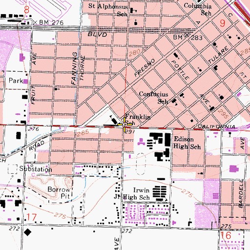 Topographic Map of Saint Joseph Baptist Church, CA