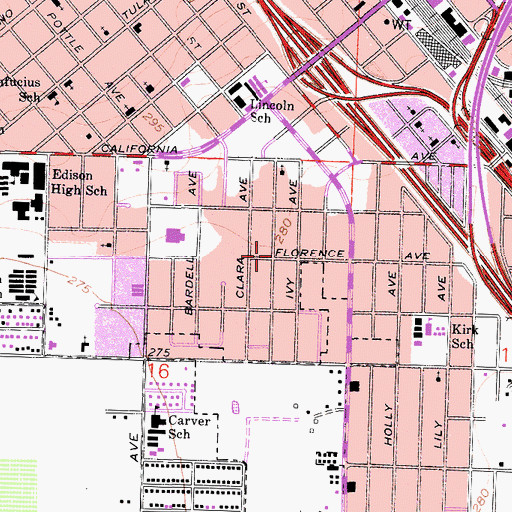Topographic Map of Saint Paul Christian Methodist Episcopal Church, CA