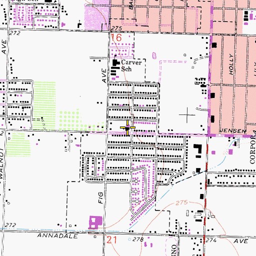 Topographic Map of Second Baptist Church, CA