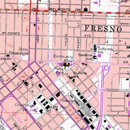 Topographic Map of Community Regional Medical Center Fresno, CA