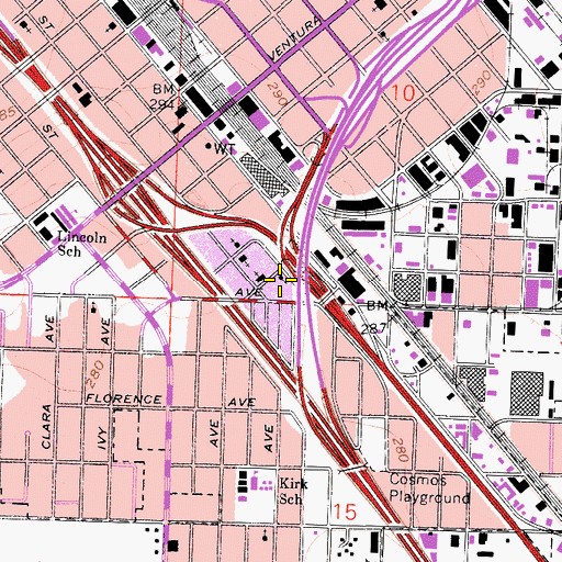 Topographic Map of Fresno Temple Church of God in Christ, CA