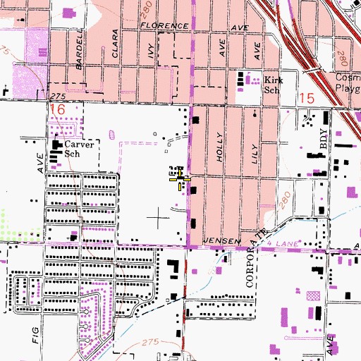 Topographic Map of Witness of Jesus Christ Church, CA