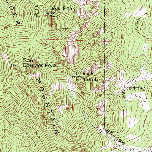 Topographic Map of Devils Thumb, CO