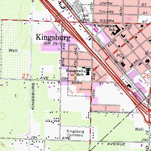 Topographic Map of Bethel Temple Church of Kingsburg (historical), CA