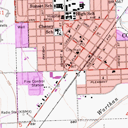 Topographic Map of Coalinga Fire Department, CA