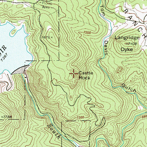 Topographic Map of Castle Rock, CO