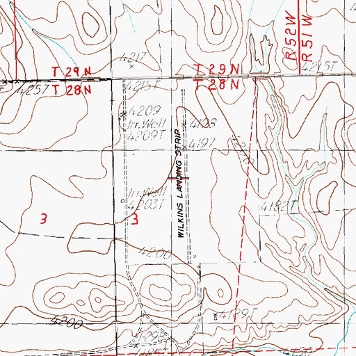 Topographic Map of Wilkins Landing Strip (historical), NE