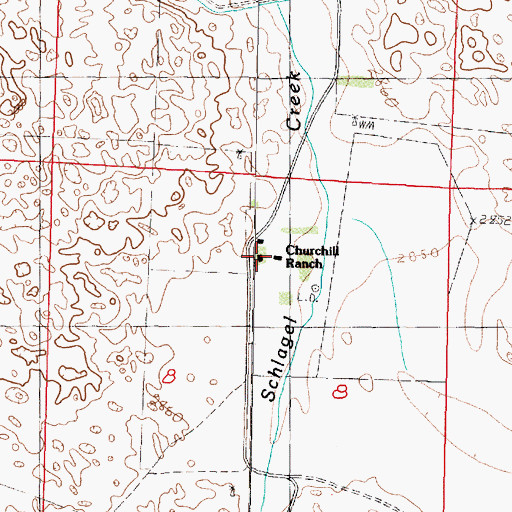 Topographic Map of Churchill Ranch, NE