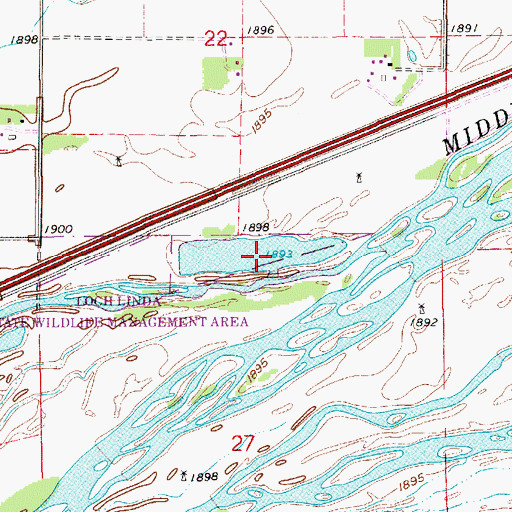 Topographic Map of Loch Linda State Wildlife Management Area, NE