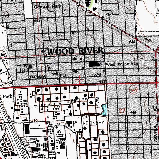 Topographic Map of Wood River Public Library, IL