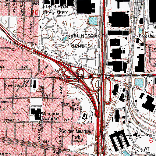 Topographic Map of Interchange 13, IL