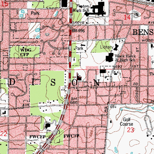 Topographic Map of W A Johnson Elementary School, IL