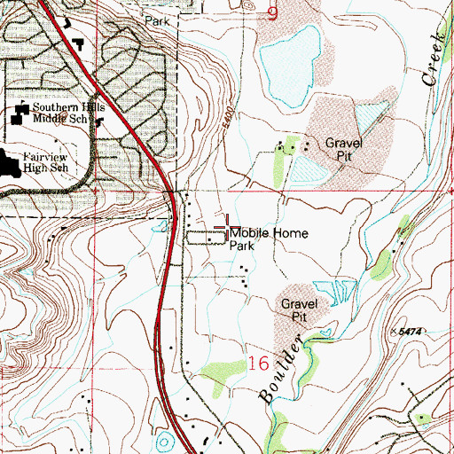 Topographic Map of Bear Creek Ditch, CO
