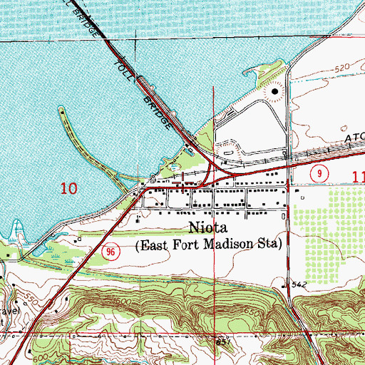 Topographic Map of Niota Post Office, IL