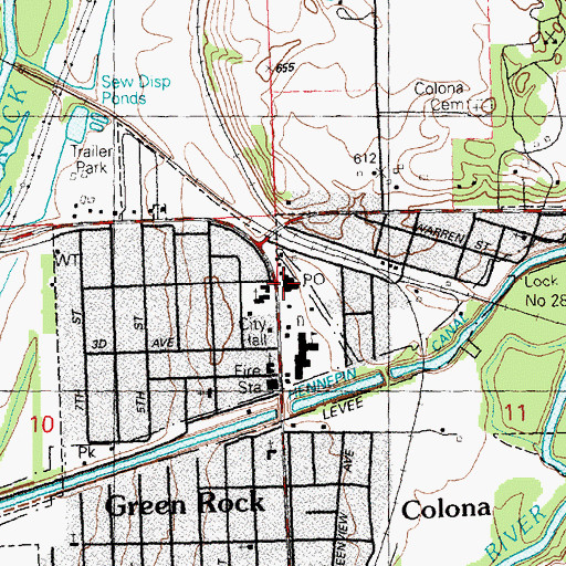 Topographic Map of Green Rock Post Office (historical), IL