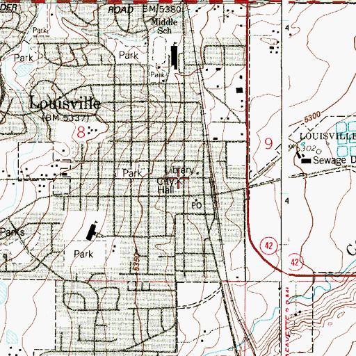 Topographic Map of Louisville, CO