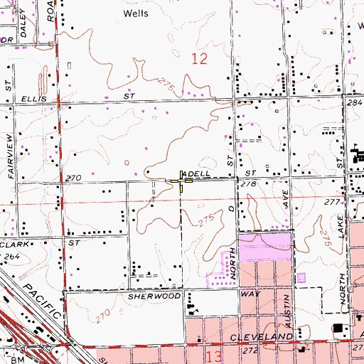 Topographic Map of Bethel Southern Baptist Church, CA