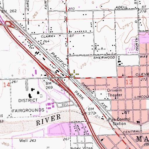 Topographic Map of Country Club Village Shopping Center, CA