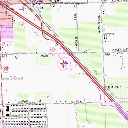 Topographic Map of Madera Community Hospital, CA