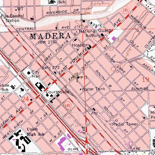 Topographic Map of Madera Post Office, CA