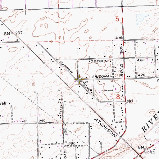Topographic Map of Morning Star Baptist Church, CA