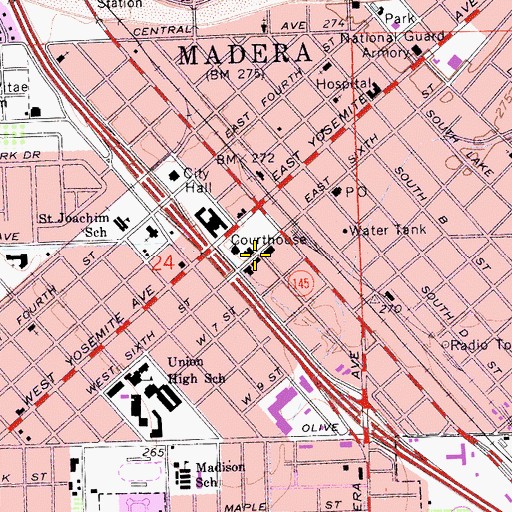 Topographic Map of Memorial Hall, CA