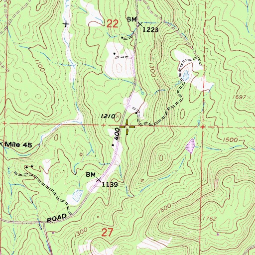 Topographic Map of Yosemite Lakes Golf Course, CA