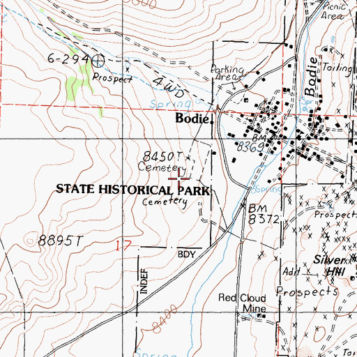 Topographic Map of Miners Union Cemetery, CA