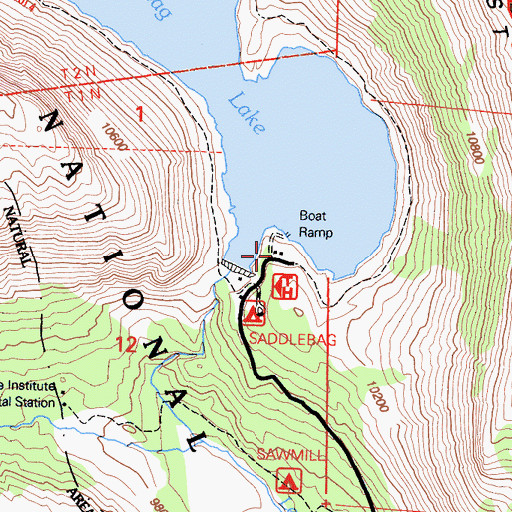 Topographic Map of Saddlebag Lake Resort, CA
