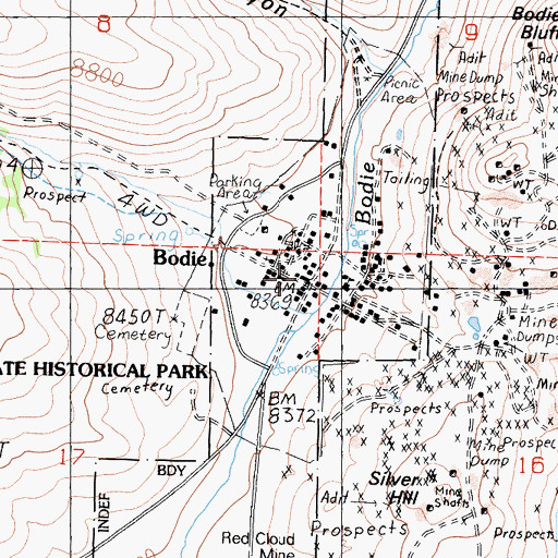 Topographic Map of Boone Store and Warehouse, CA