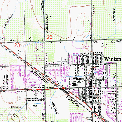 Topographic Map of First Southern Baptist Church of Winton, CA
