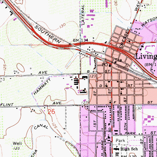 Topographic Map of Selma Herndon Elementary School, CA