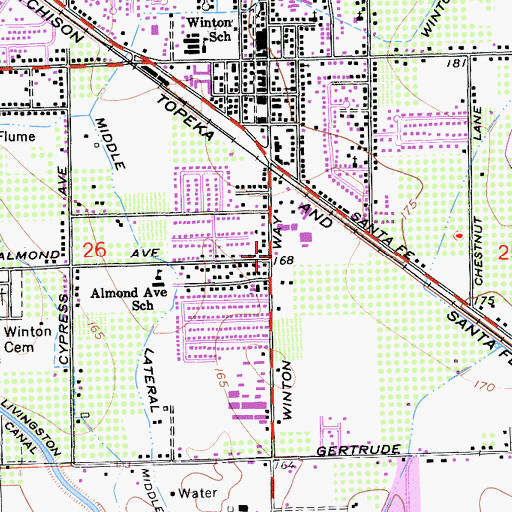 Topographic Map of Winton Post Office, CA